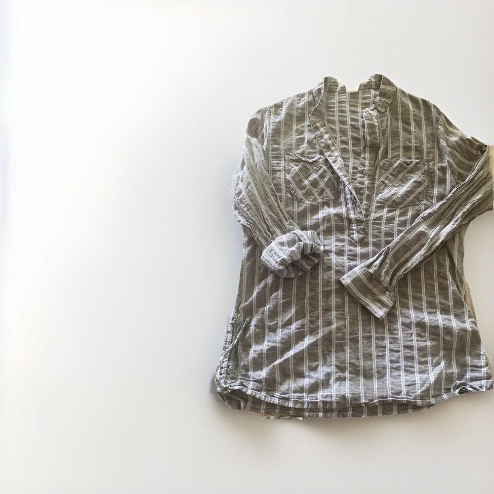 love potion top Women's M Tunis Button Up Boho Lightweight Strips